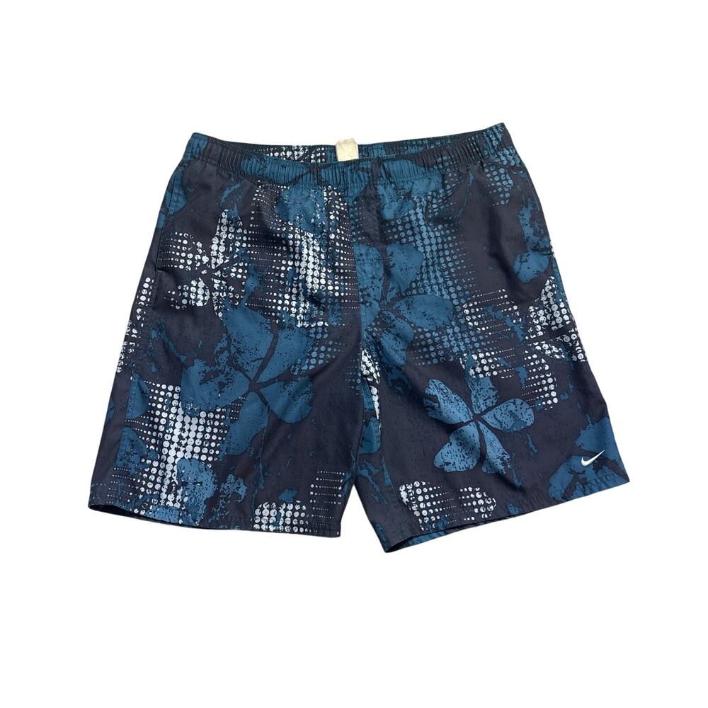 Vtg Nike Silver Tag Swim Trunks Shorts Men’s Size XL Blue Halftone Floral Y2K